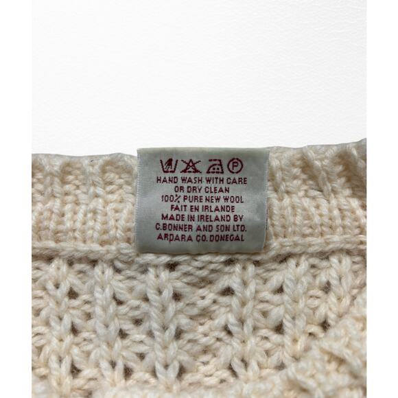 Vintage Hand Loomed Fisherman’s Cardigan Sweater, Size L - Picture 5 of 12